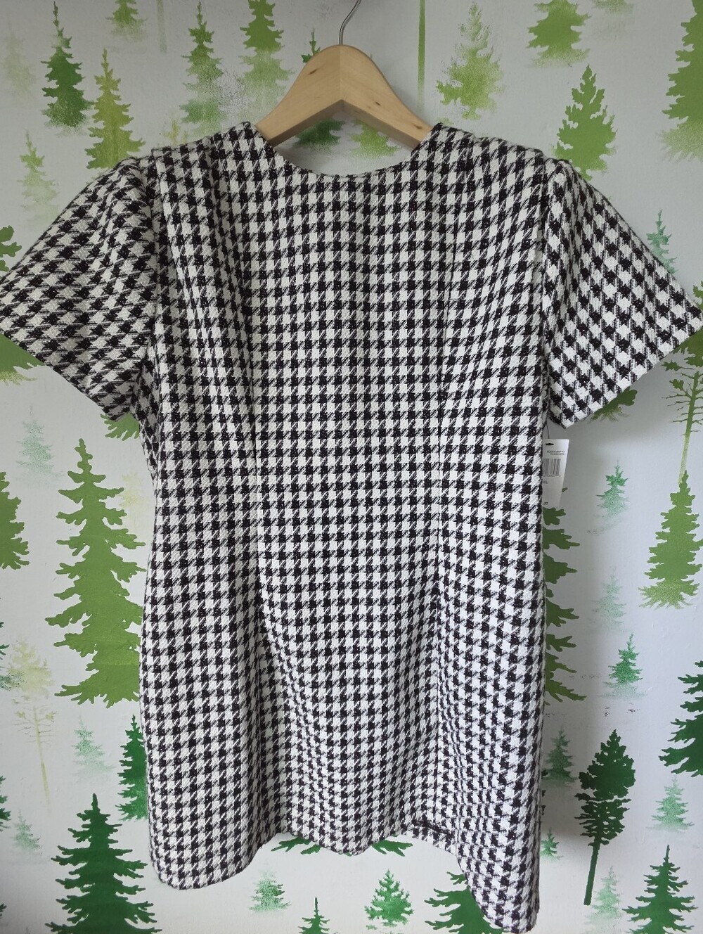 Black & White Houndstooth Shift Mini Dress